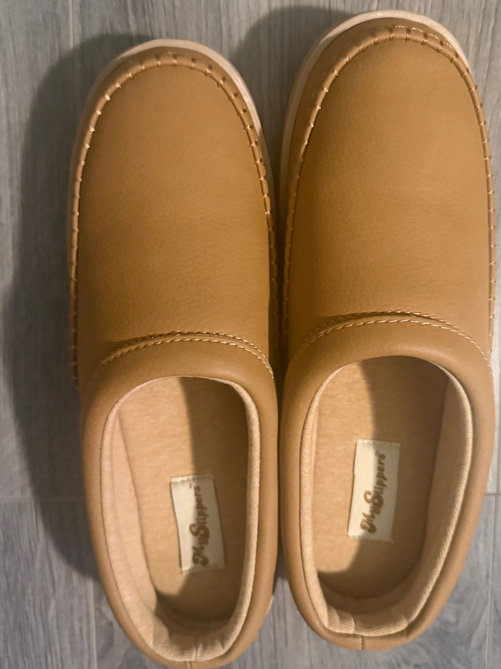 My Slippers Leather  Slip-On Casual Shoes in tan NWOT